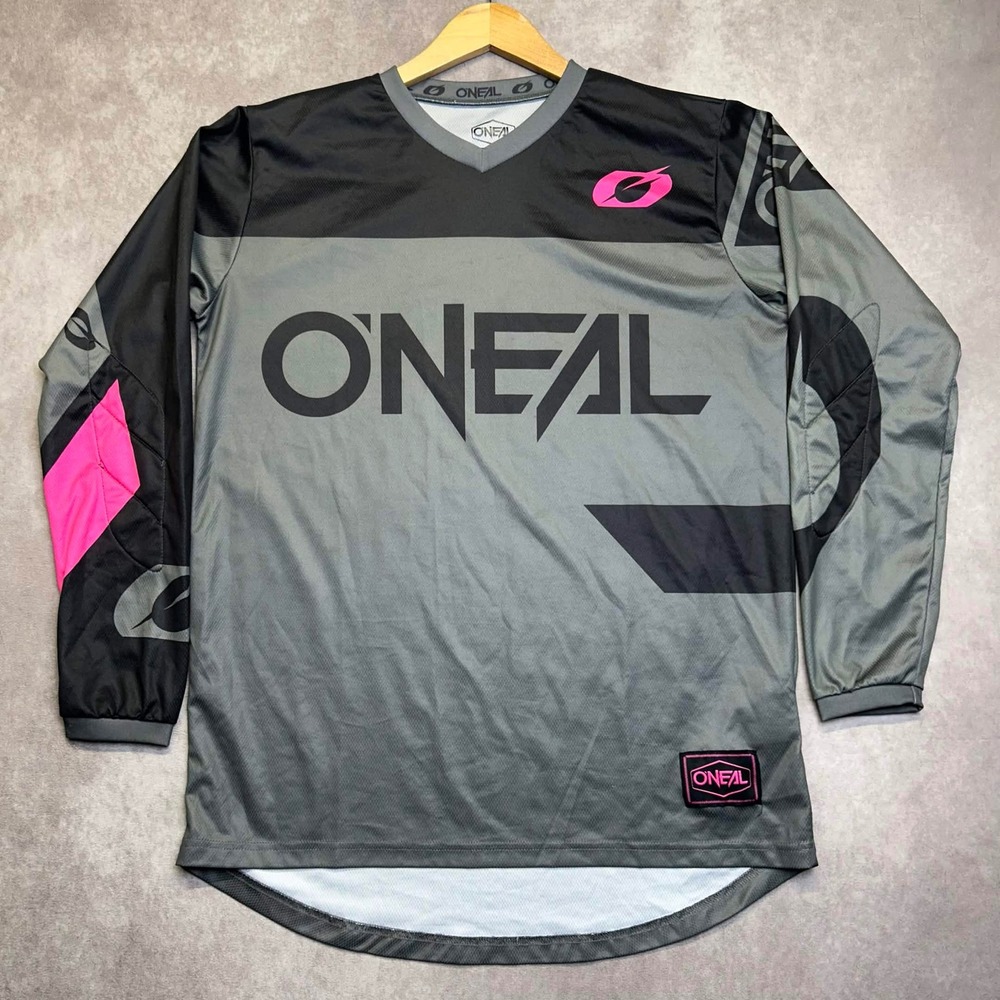 ONeal Womens L Motocross Jersey Large Grey Black Pink Long Sleeve Racing Top